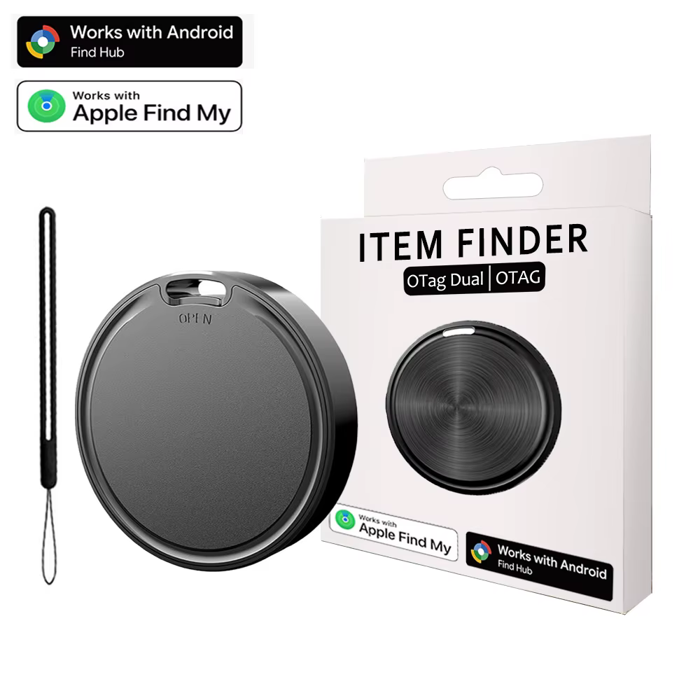 Traceur GPS double système pour Apple Find My/Android Google Find Hub App, localisateur d'objets, traceur de vélo/sac
