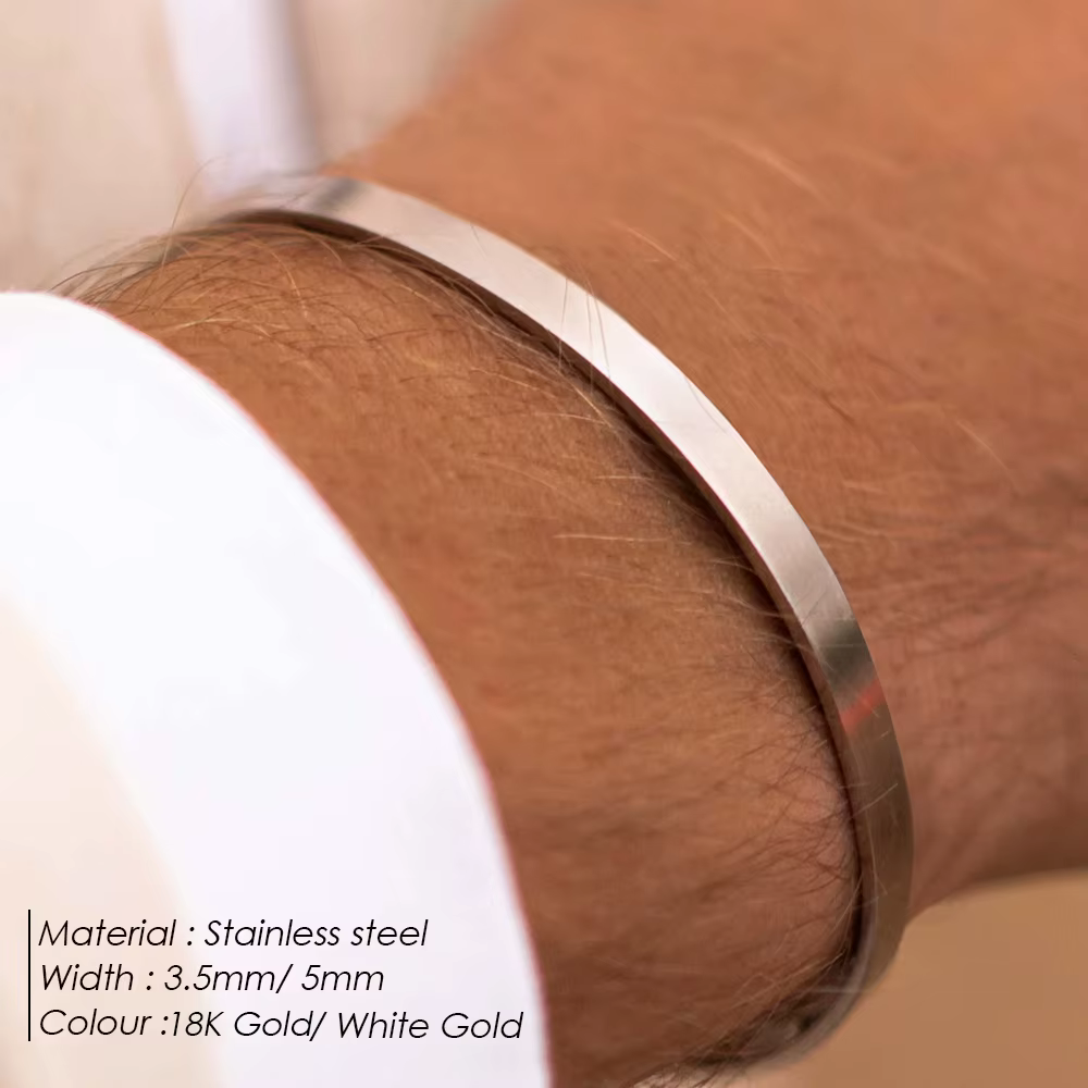 ELANDIS – Bracelet ouvert en acier inoxydable pour hommes, bijoux minimalistes, à la mode, en platine, cadeau de vacances populaire pour Couple