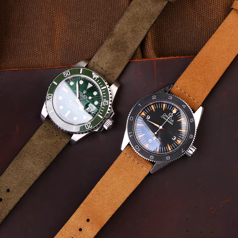 Bracelet de montre en daim rétro fait à la main