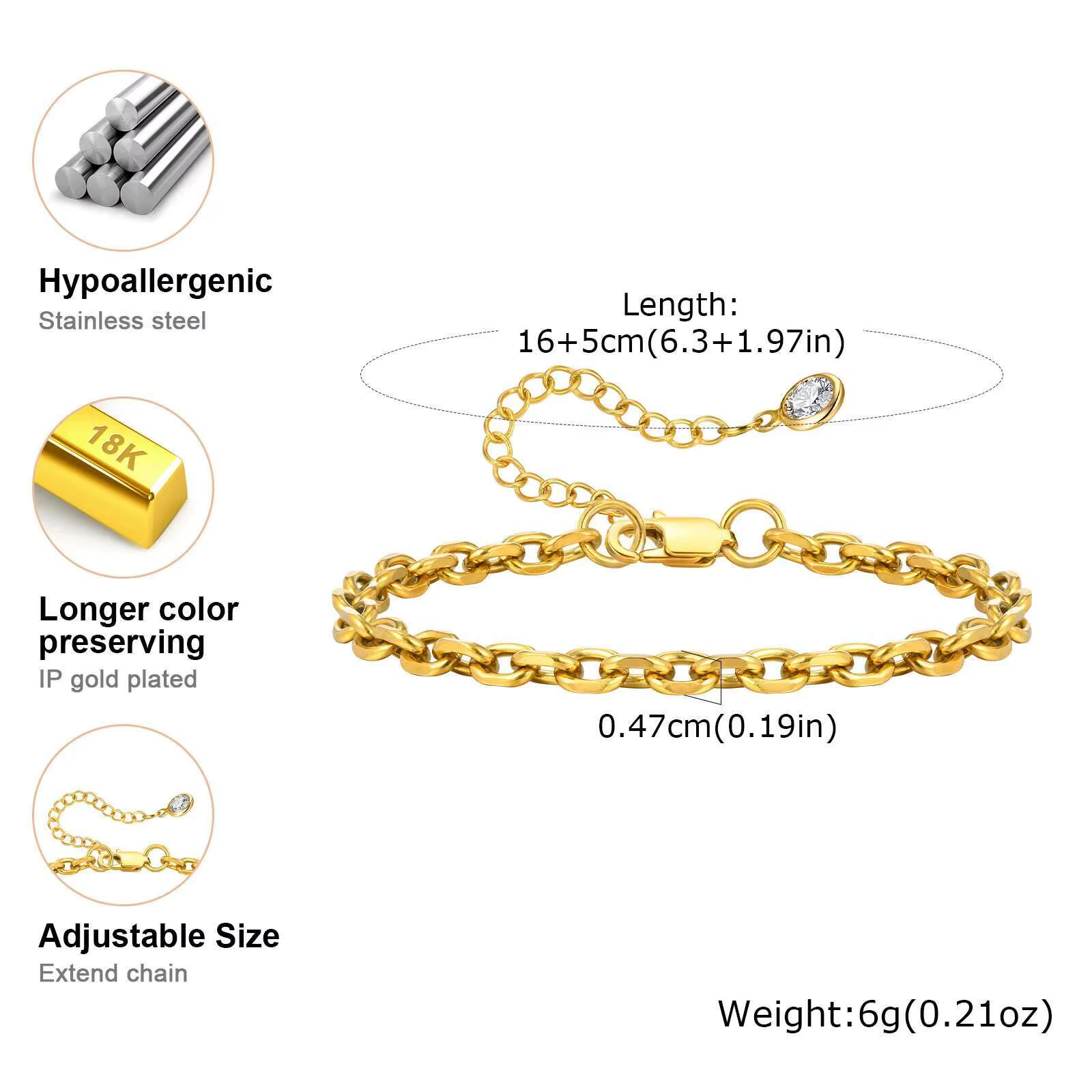 Bracelet élégant en zircone cubique pour femmes