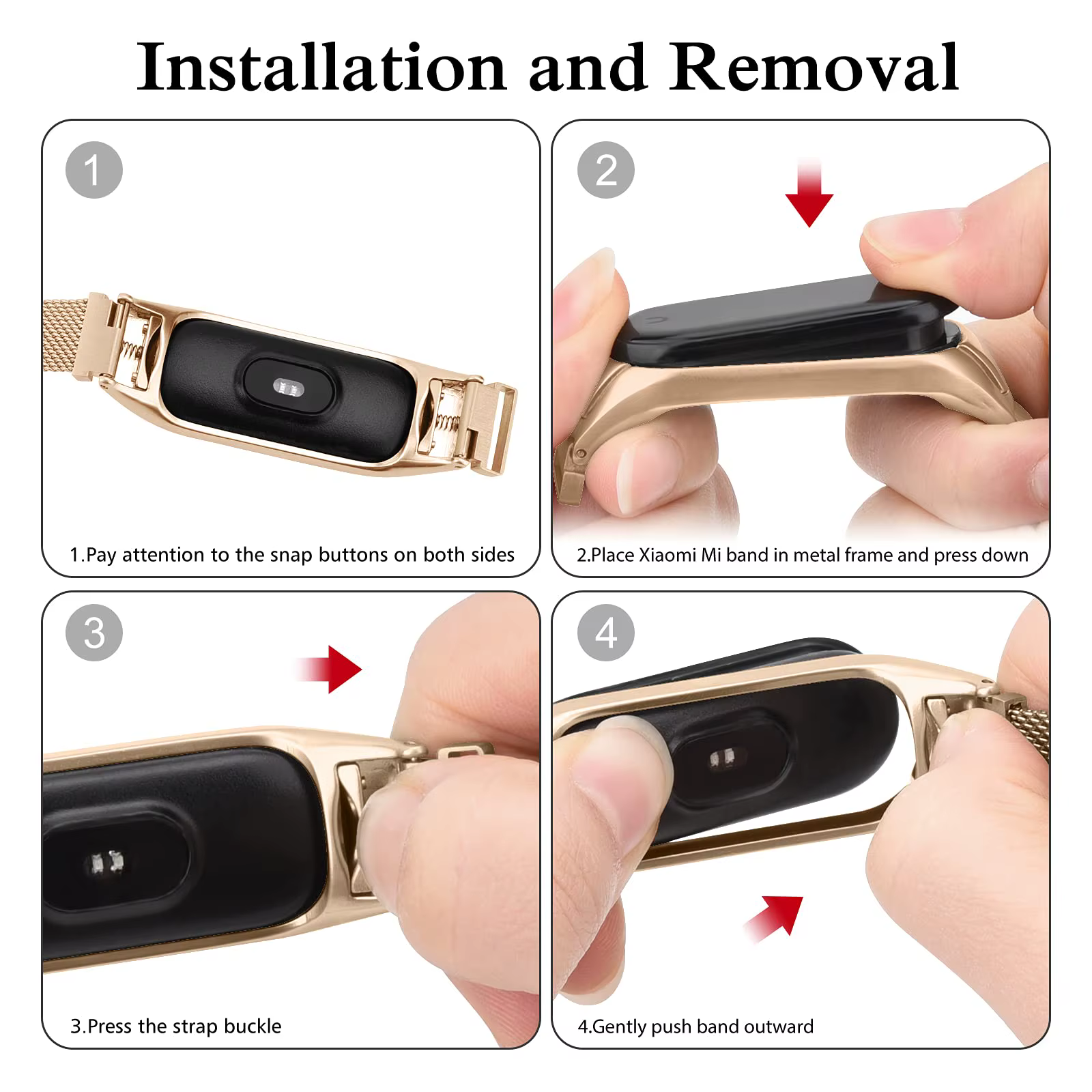 Bracelet à boucle milanaise pour Xiaomi Mi Band 8 7 10