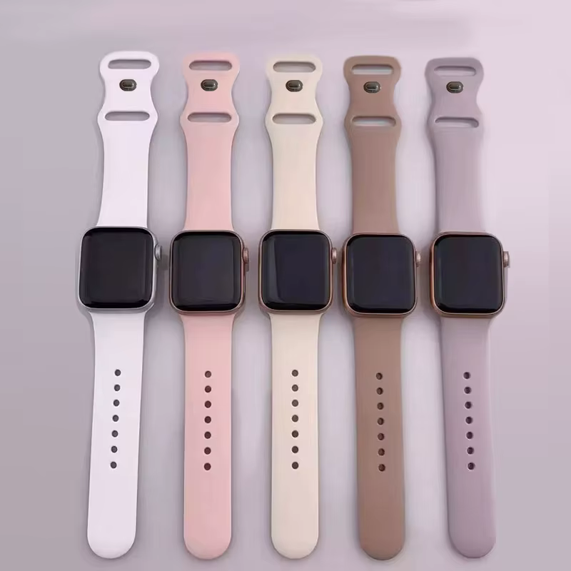 Bracelet en Silicone pour bracelets de montre Apple 40mm 44mm 46mm 45mm 41mm 49mm 42
