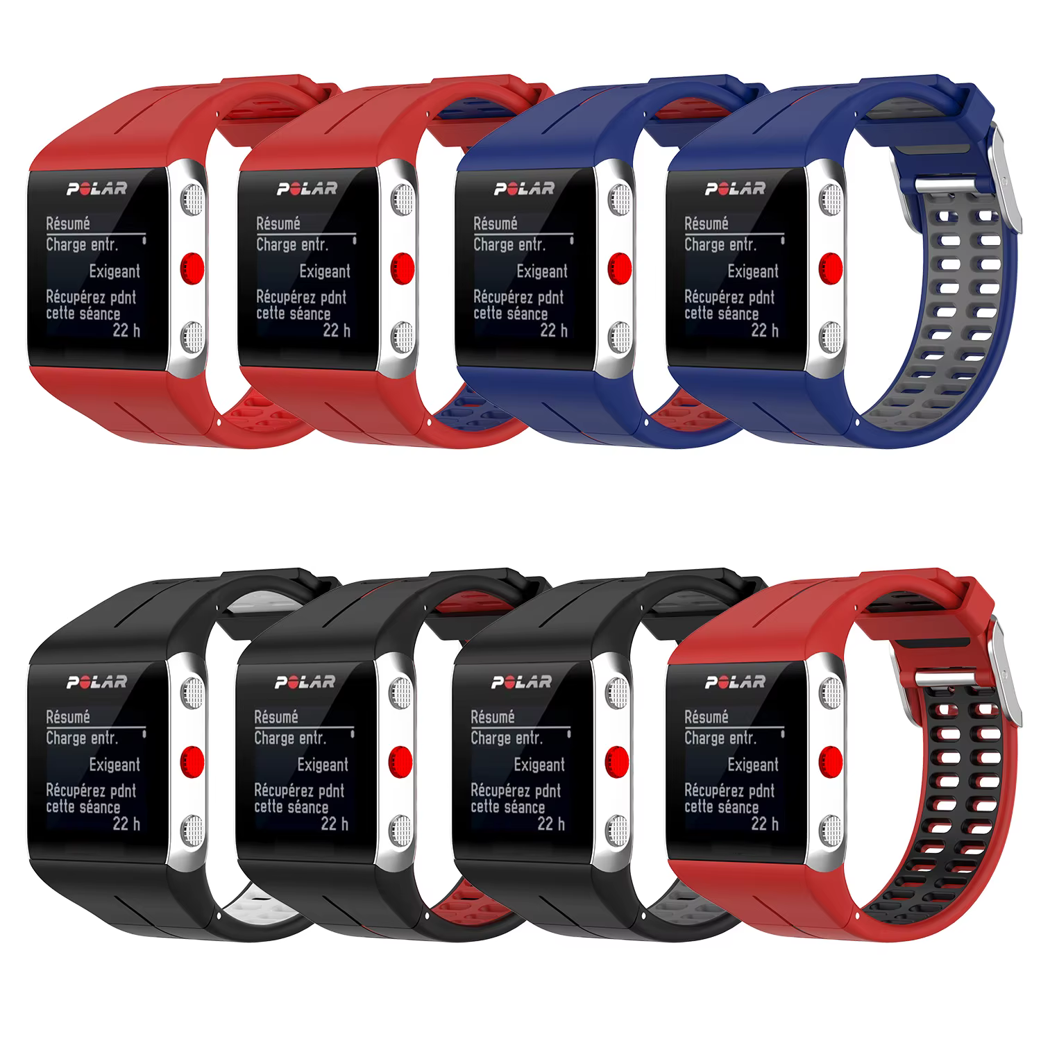 Bracelet de montre en silicone de remplacement pour Polar V800 GPS