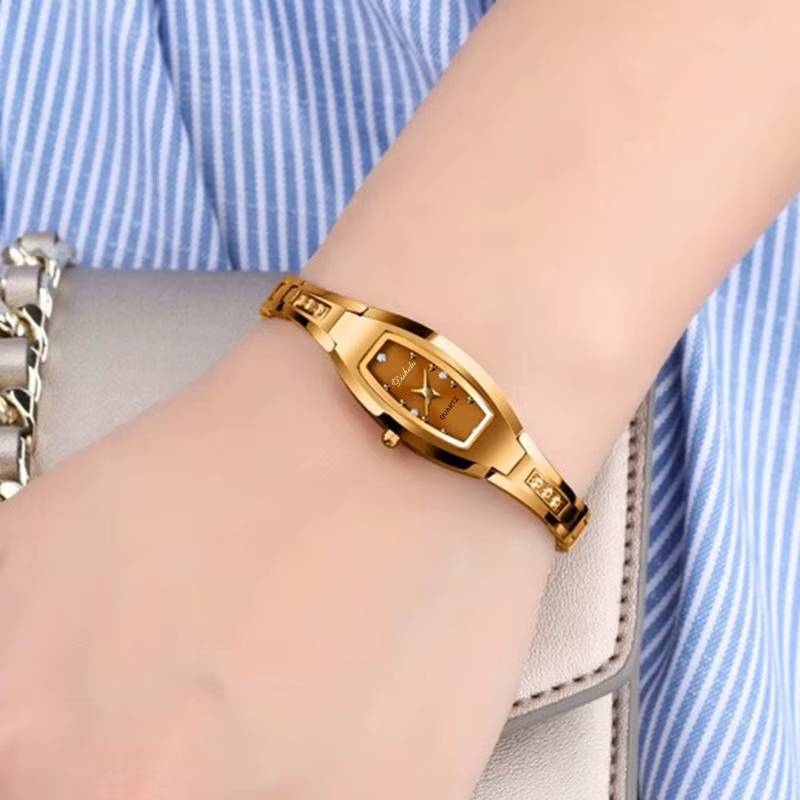 Montre rétro dorée pour femmes Vintage petites dames montres Bracelet en acier
