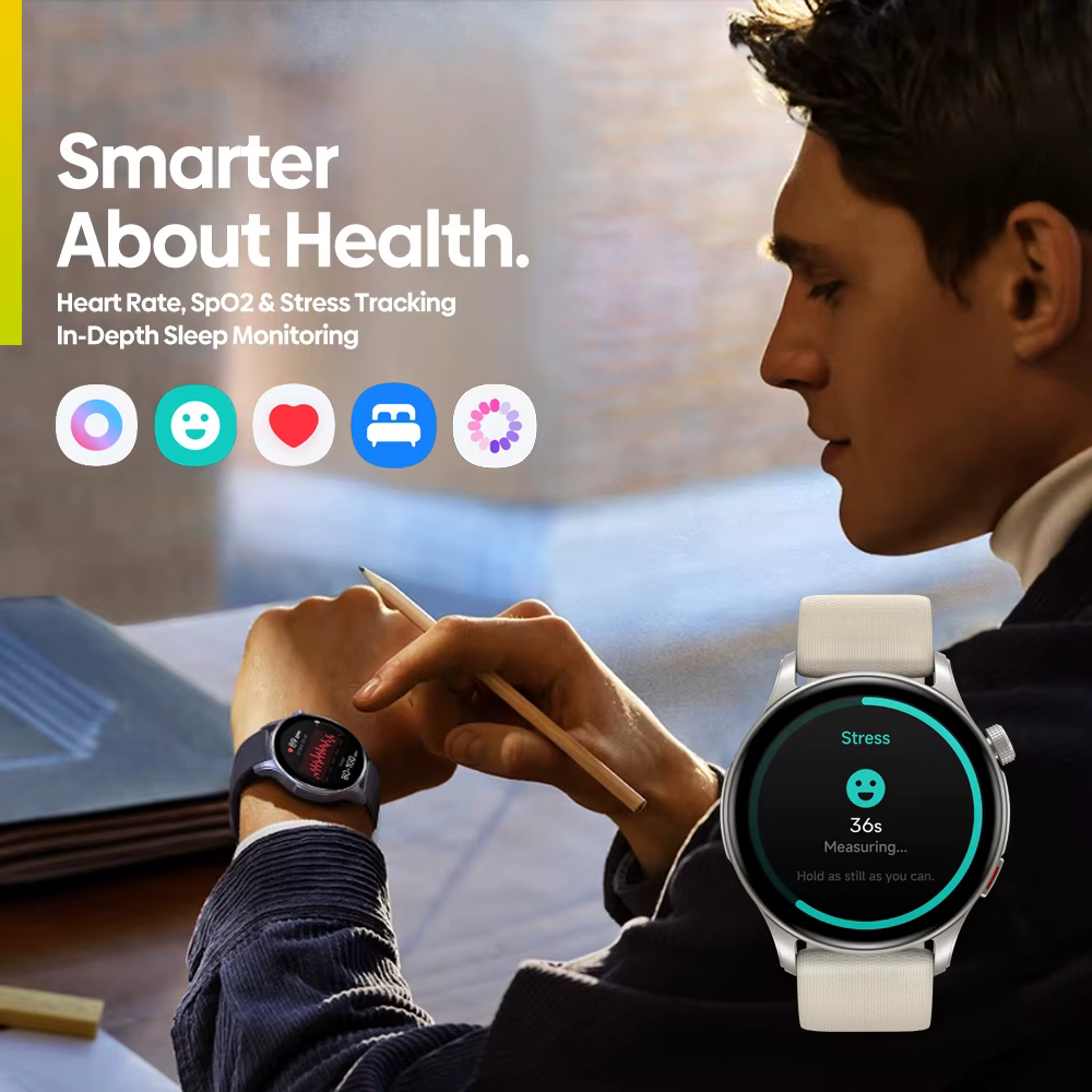 Nouveau Zeblaze Btalk 3 GPS Smartwatch 1.43 "AMOLED écran double sangle Bluetooth appel montre de sport fréquence cardiaque SpO2 suivi du stress