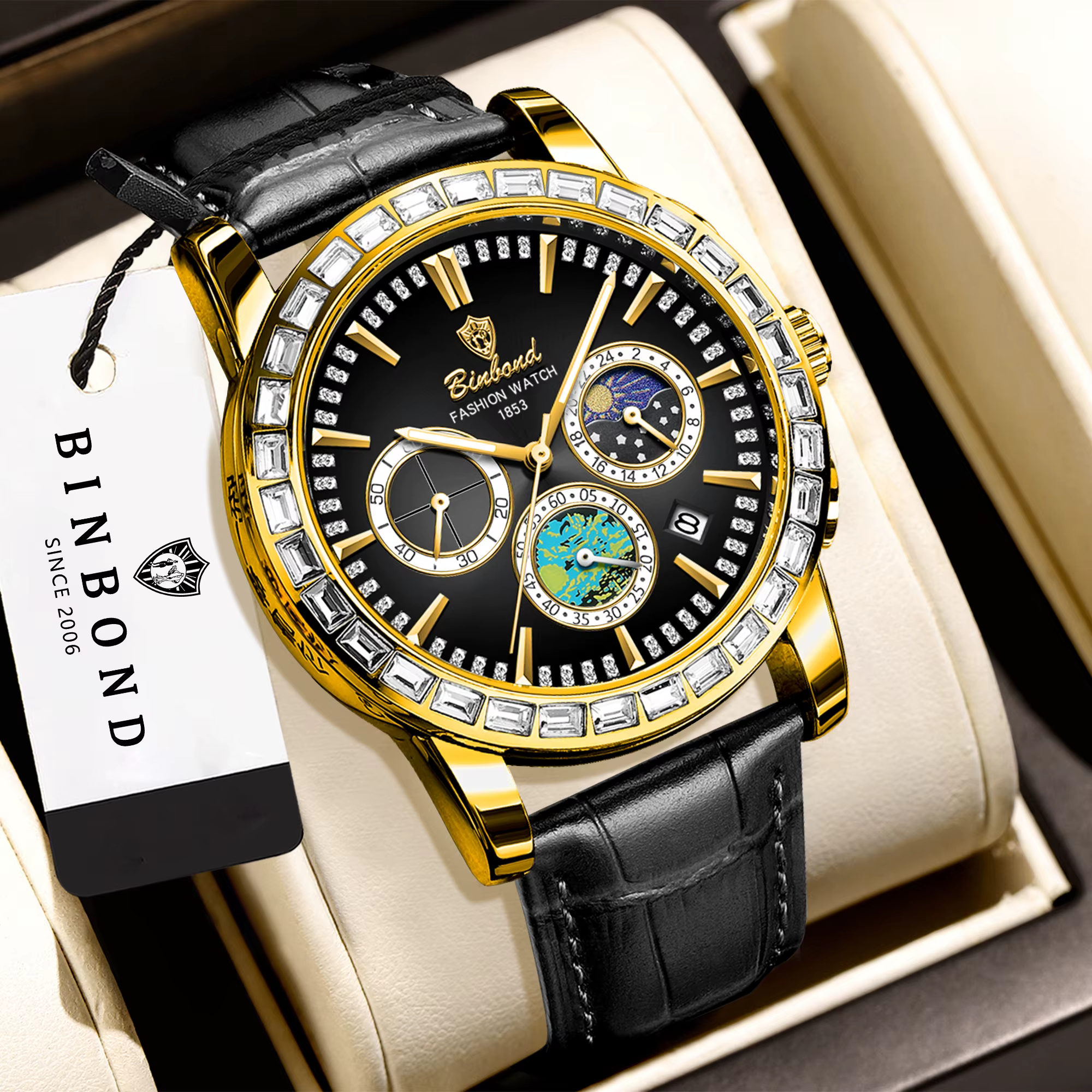 Montres à quartz chronographe BINBOND pour hommes