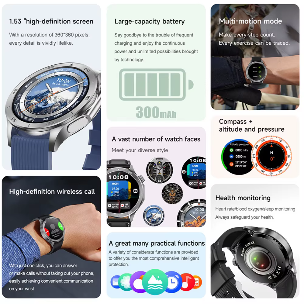 OPPO montre X2 dernière appel Bluetooth Smartwatch hommes GPS NFC surveillance de la santé IP68