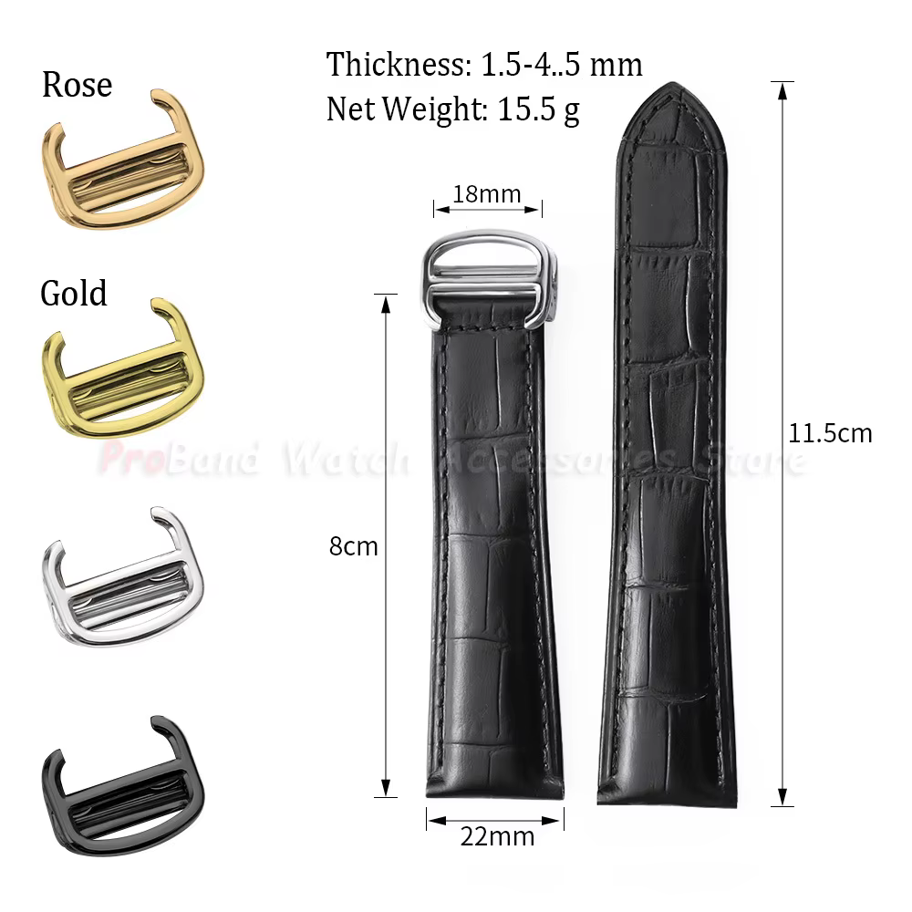 Bracelet de montre en cuir véritable pour Cartier Tank London Solo