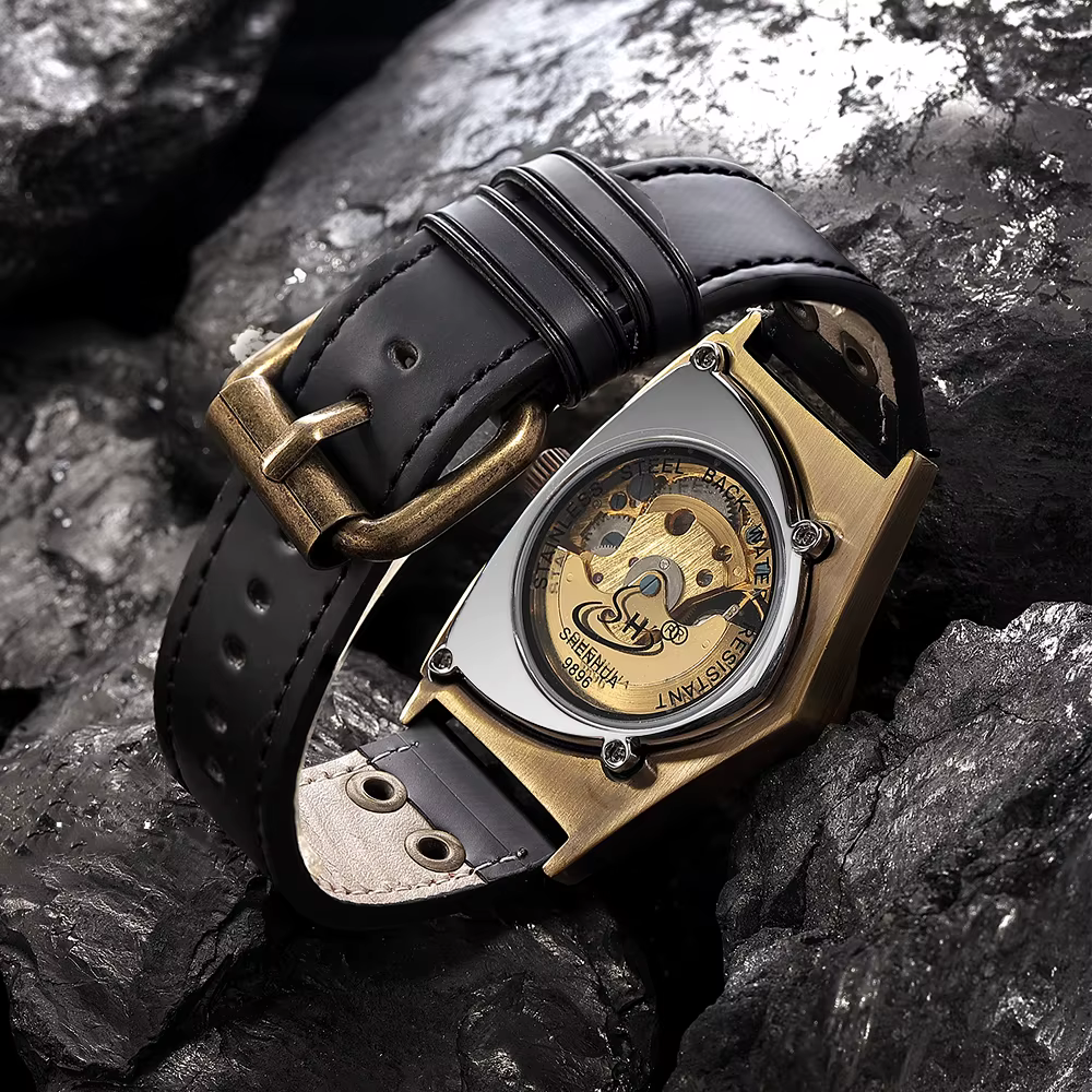 Montre pour hommes à la mode Triangle évidé lumineux entièrement automatique mouvement mécanique montres mécaniques reloj automático