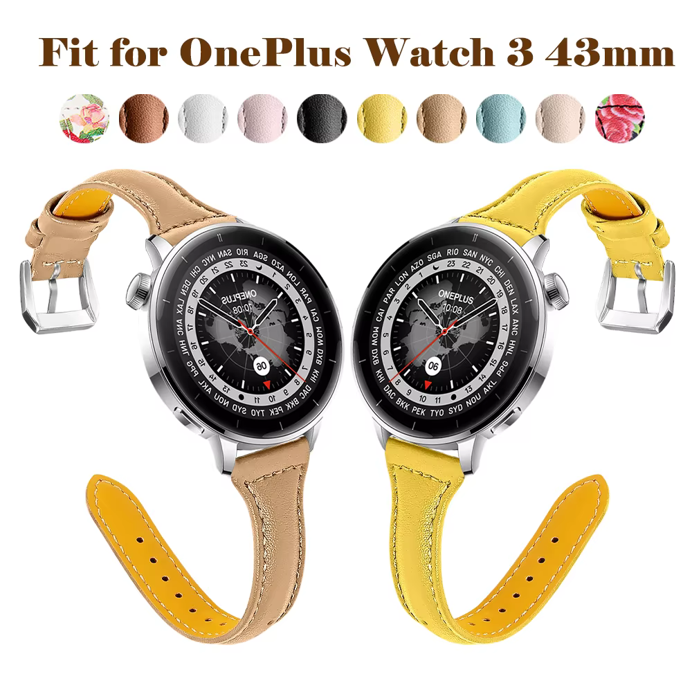 Bracelets en cuir compatibles avec OnePlus Watch 3 43mm
