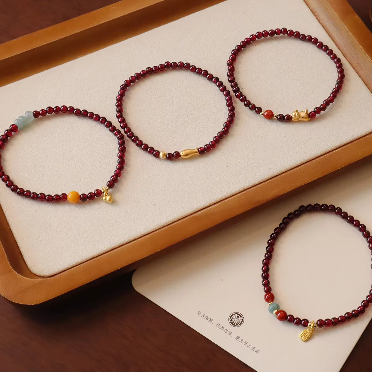 2026 Bracelet grenat 3MM avec Jade Aqua et Agate, bracelets de perles empilables plaqués or pour femmes, cadeau en cristal de guérison 1420