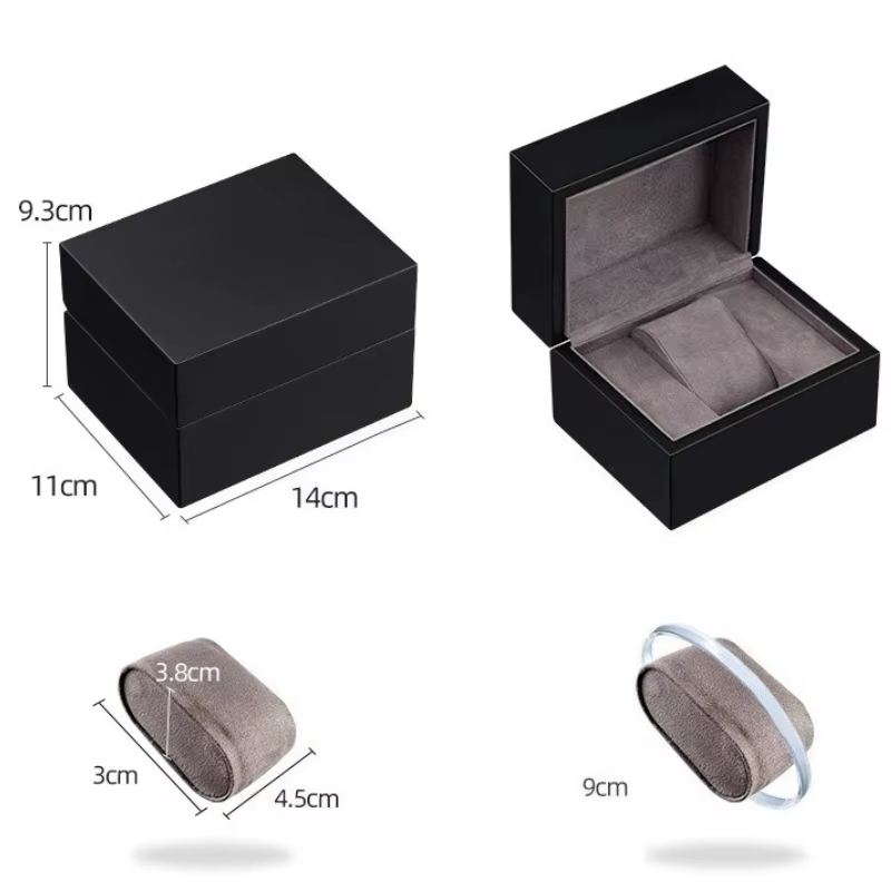 Boîte à montre en bois noir mat de luxe pour homme et femme