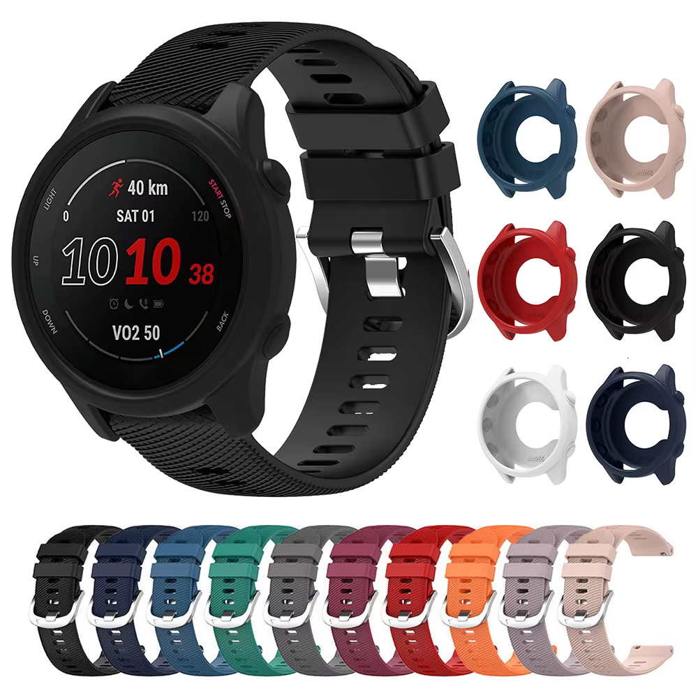 Bracelet en Silicone + étui de protection pour bracelet de montre de remplacement Garmin Forerunner 255 265