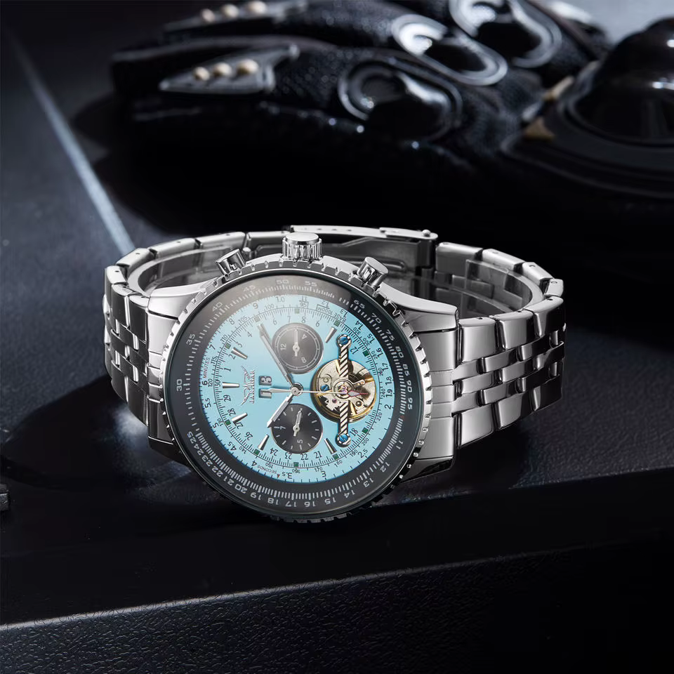 Montre automatique de sport militaire bleue pour hommes