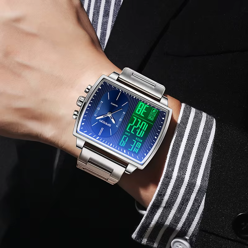 Montre-bracelet rectangulaire pour hommes
