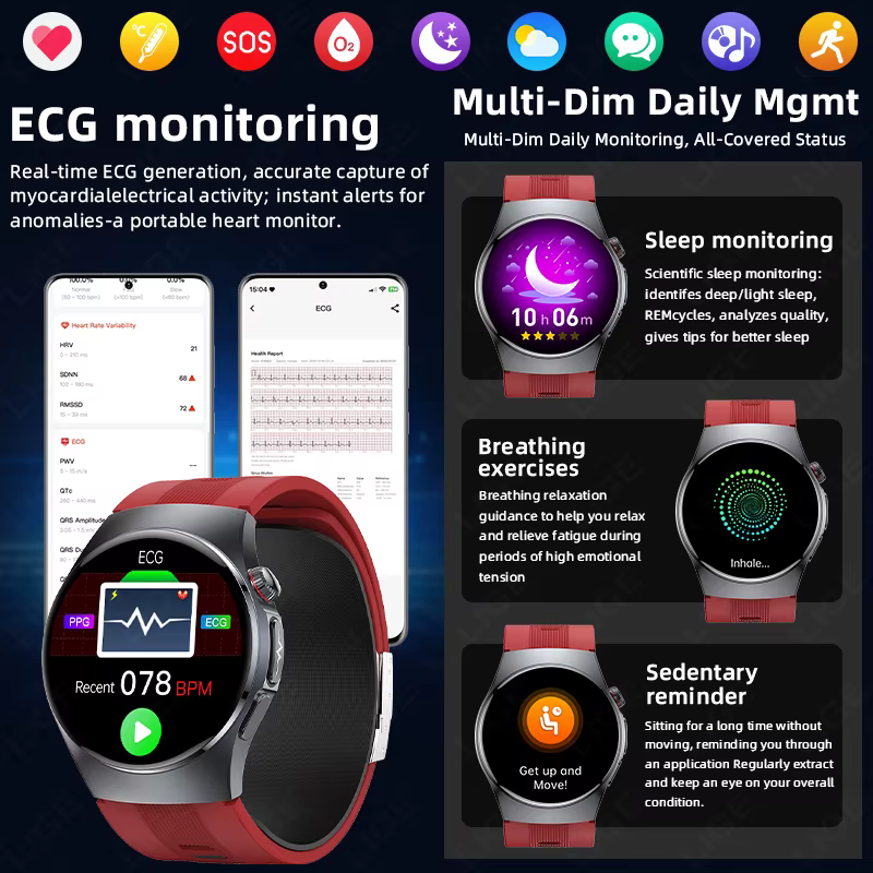 Montre connectée LIGE nouvelle génération avec fonctions de contrôle de la santé