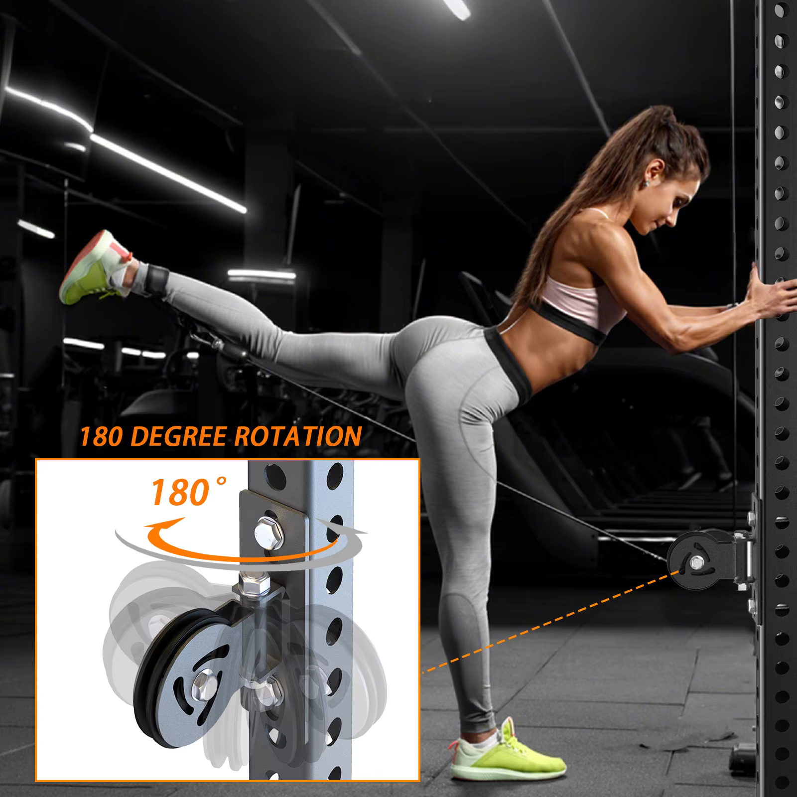 Fixation universelle de poulie de câble pour supports électriques – Compatible avec les trous de 5/8 pouces – Système de poulie de gymnastique DIY à montage réglable