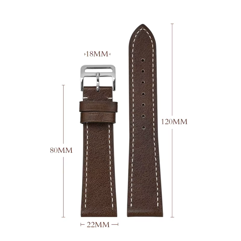Bracelet de montre en cuir véritable 17mm 18mm 19mm 20mm 21mm 22mm