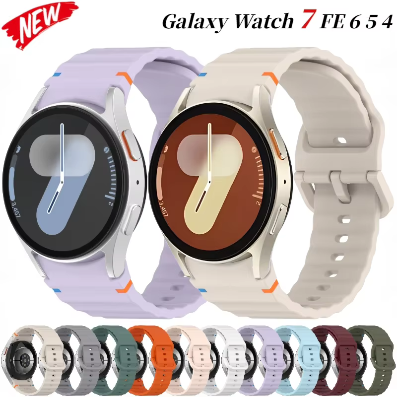 Bracelet en Silicone officiel pour Samsung Galaxy Watch 7/FE/6/5/4 44mm 40mm 5 Pro