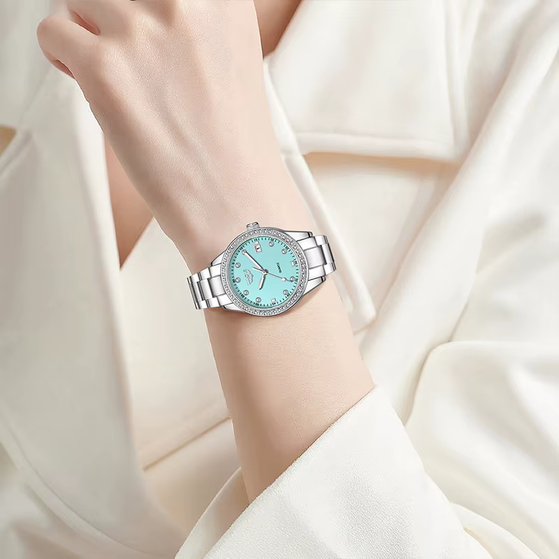 LIGE 2025 montre pour femme de luxe lumineux en acier inoxydable horloge étanche