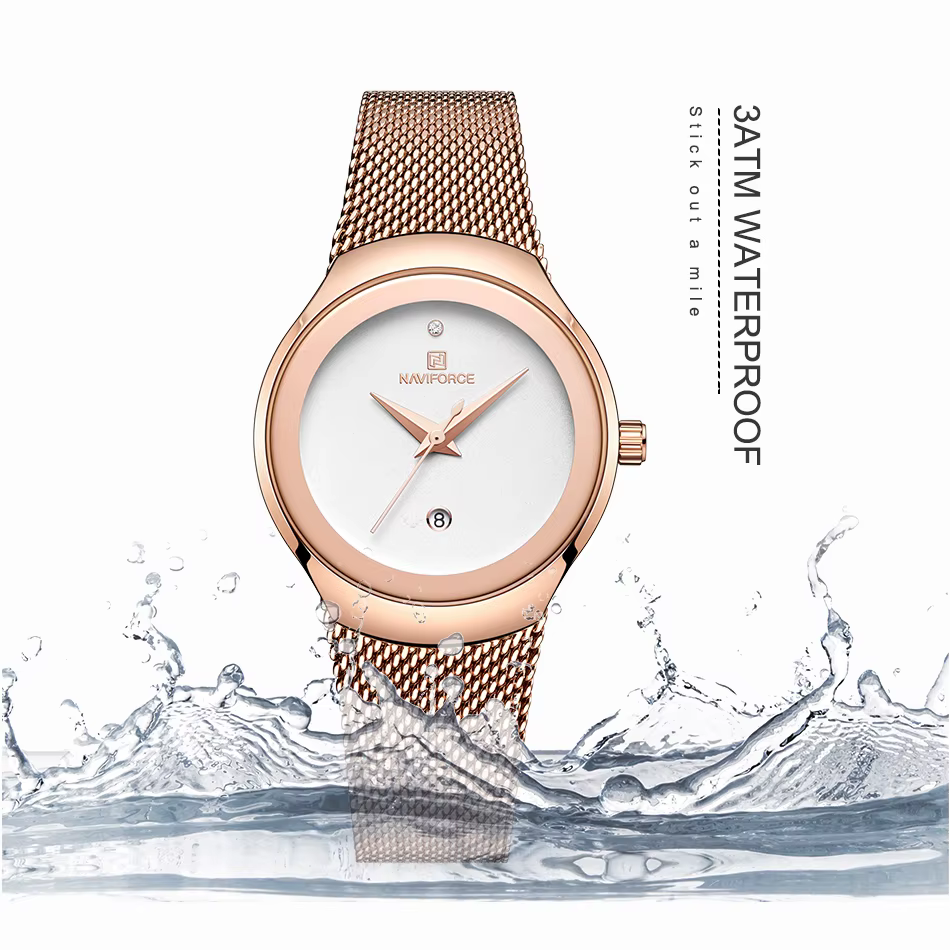 NAVIFORCE – montre-bracelet à Quartz en acier inoxydable pour femme et fille