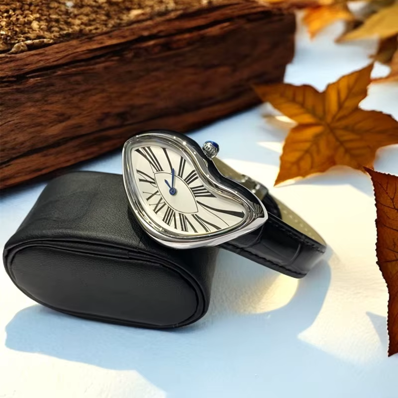 Nouvelle montre torsadée médiévale Crash Melt pour hommes bracelet en cuir de mode montres à Quartz horloge masculine Relogio Masculino livraison directe