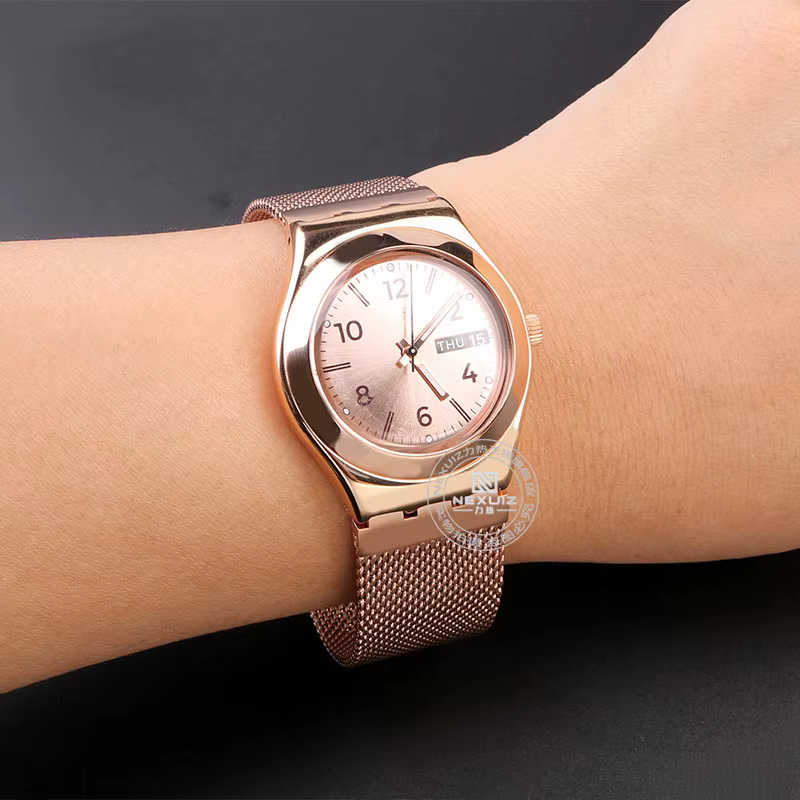 Pour Swatch bracelet en acier de précision IRONY YGS749 hommes femmes bouche Concave chaîne de montre en métal Milan
