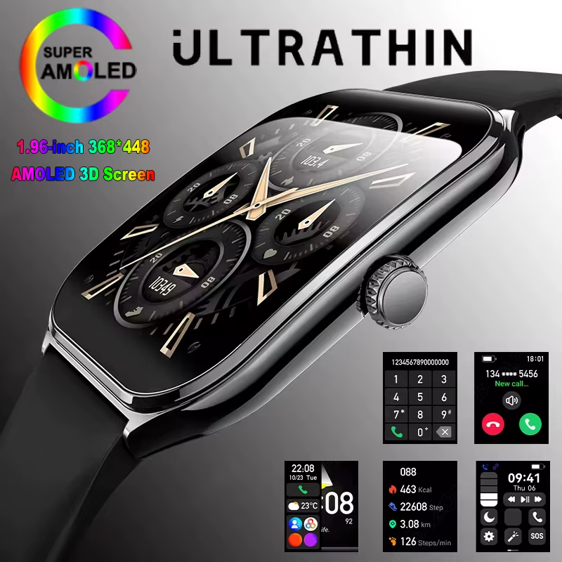 Nouveau pour OPPO Ultra mince montre intelligente hommes AMOLED HD écran toujours afficher l'heure fréquence cardiaque Bluetooth appel sport étanche Smartwatch