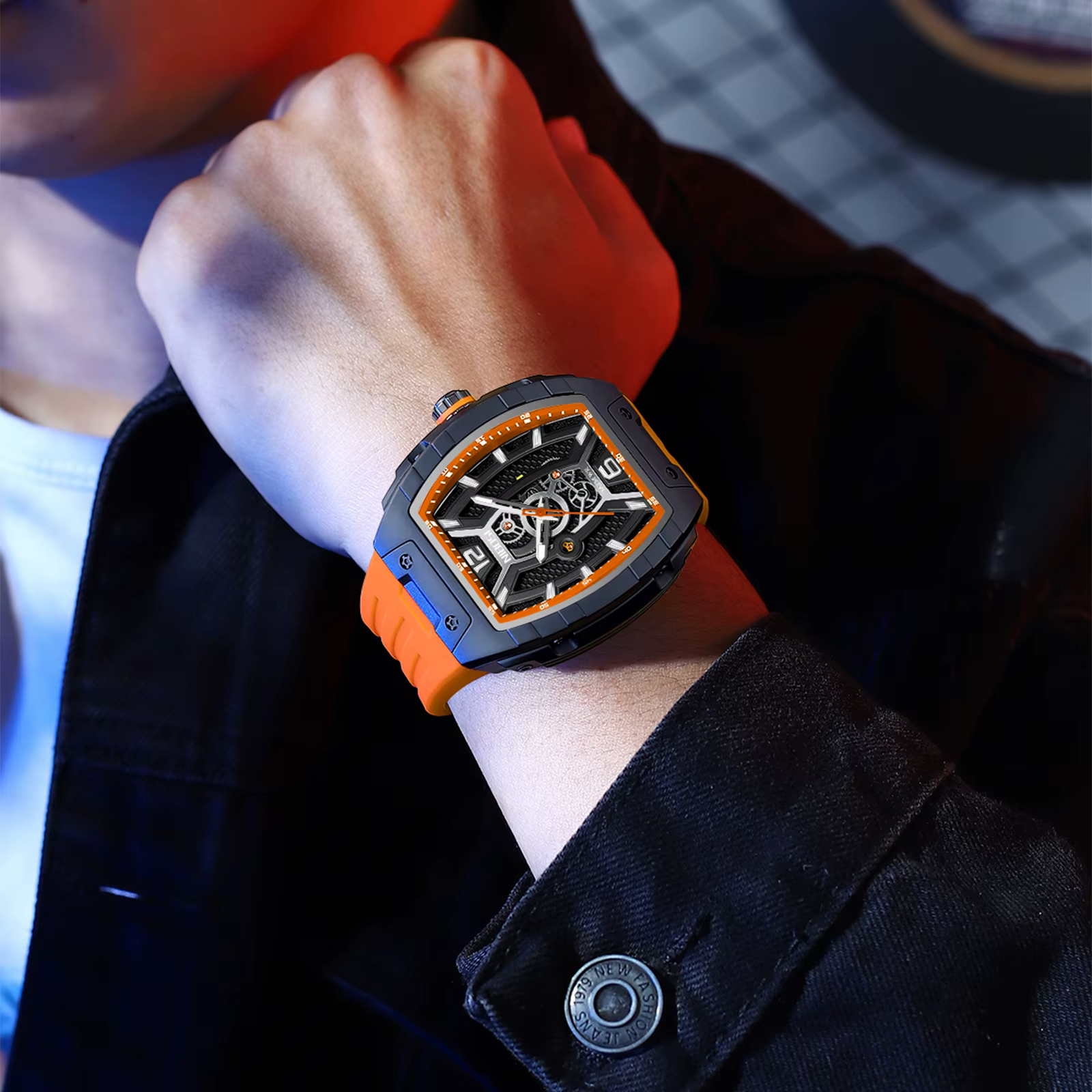 NIBOSI squelette montres de mode pour hommes analogique étanche