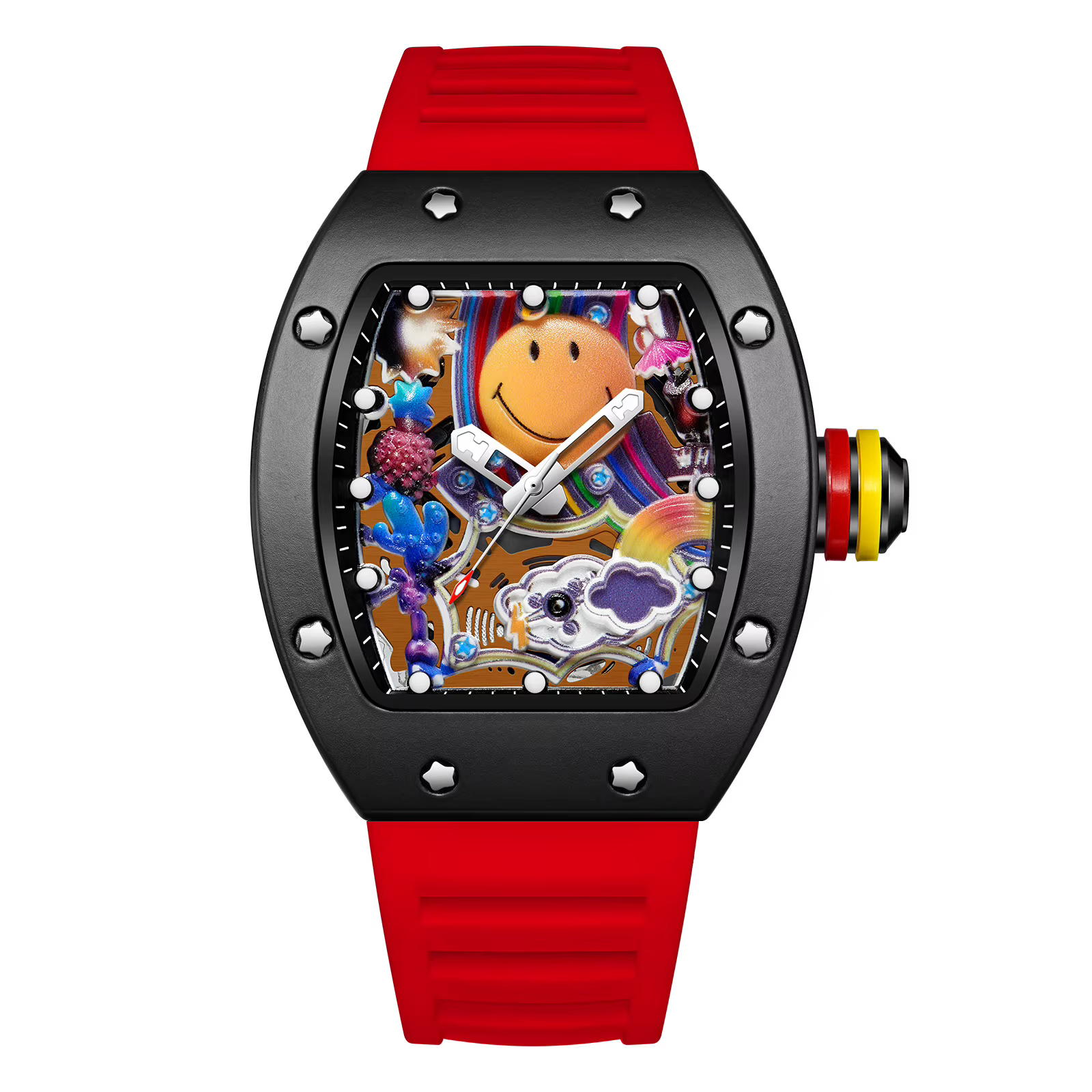 Montre à quartz homme Miller neuve forme tonneau cadran creux unique sport tendance étanche
