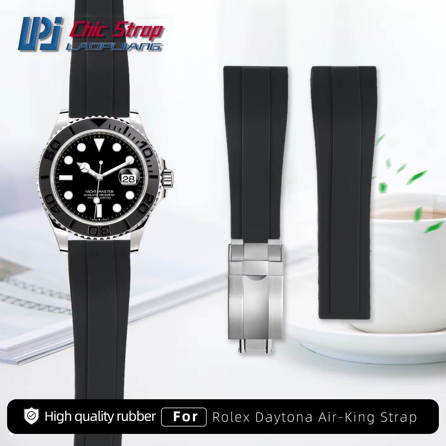 Bracelet de montre en caoutchouc de plongée de sport pour Rolex Daytona air-king Yacht-Master boucle pliante
