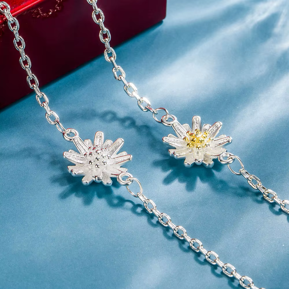 Bracelet en argent sterling 925 avec fleur de marguerite pour femme, chaîne réglable, bijou minimaliste tendance, cadeau pour tous les jours