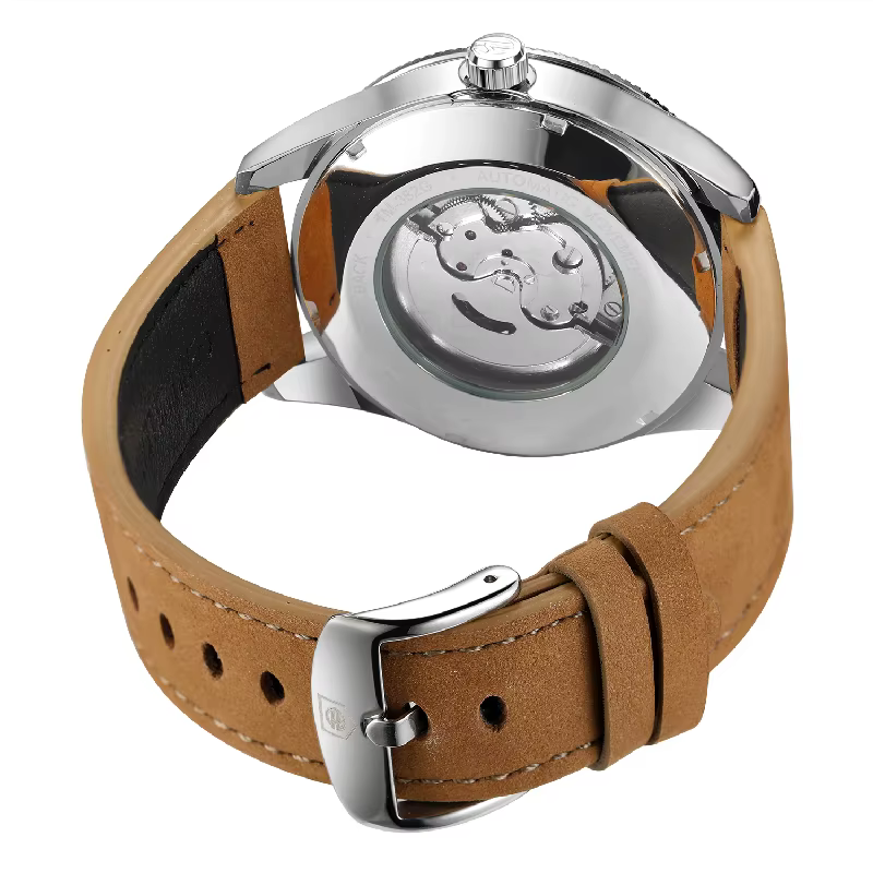Montre de sport FORSINING pour homme, automatique, à remontage automatique, mécanique, avec date, bracelet en cuir, montre-bracelet pour homme d'affaires, résistante à l'eau