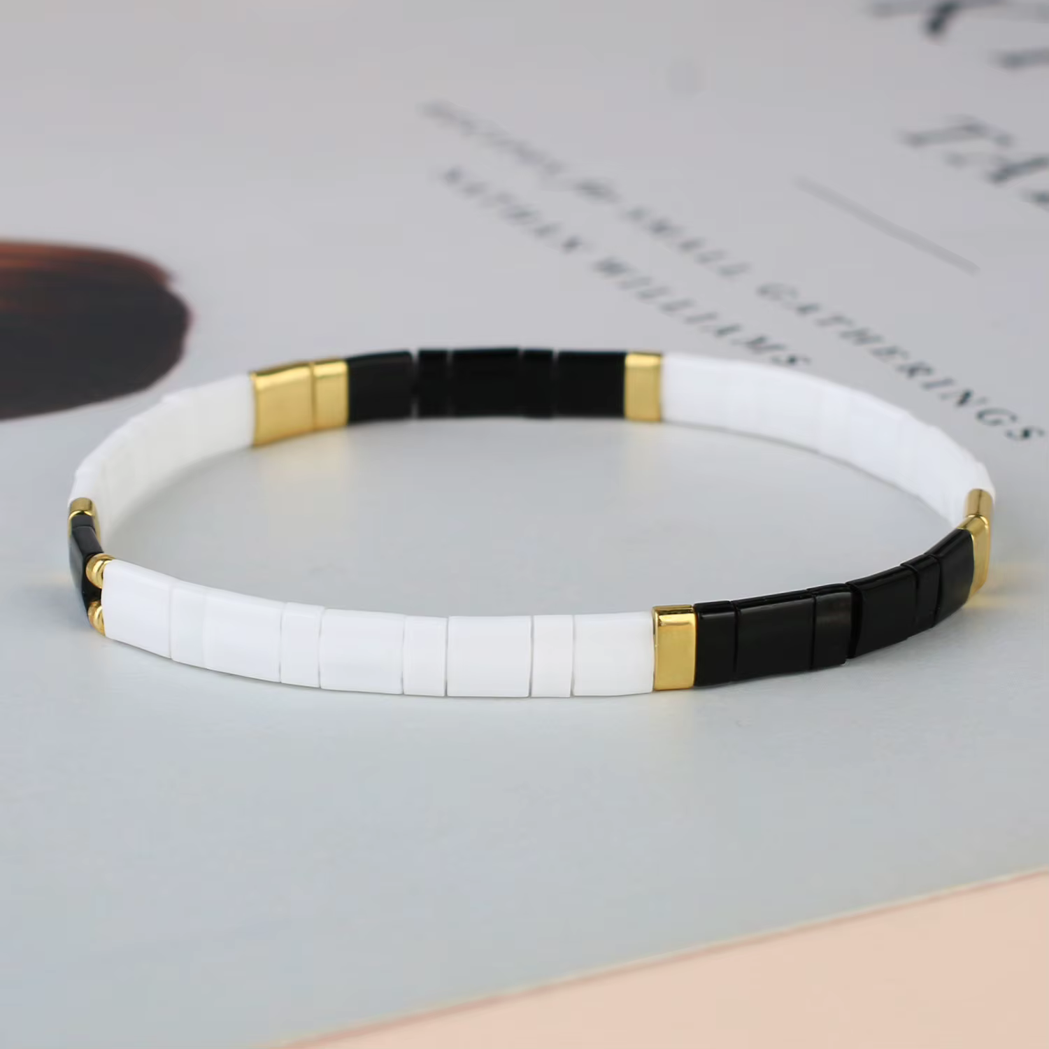 C.QUAN CHI été TILA Bracelets mode Bijoux pour femmes, Bracelets de perles TILA extensibles faits à la main, bijoux simples pour filles