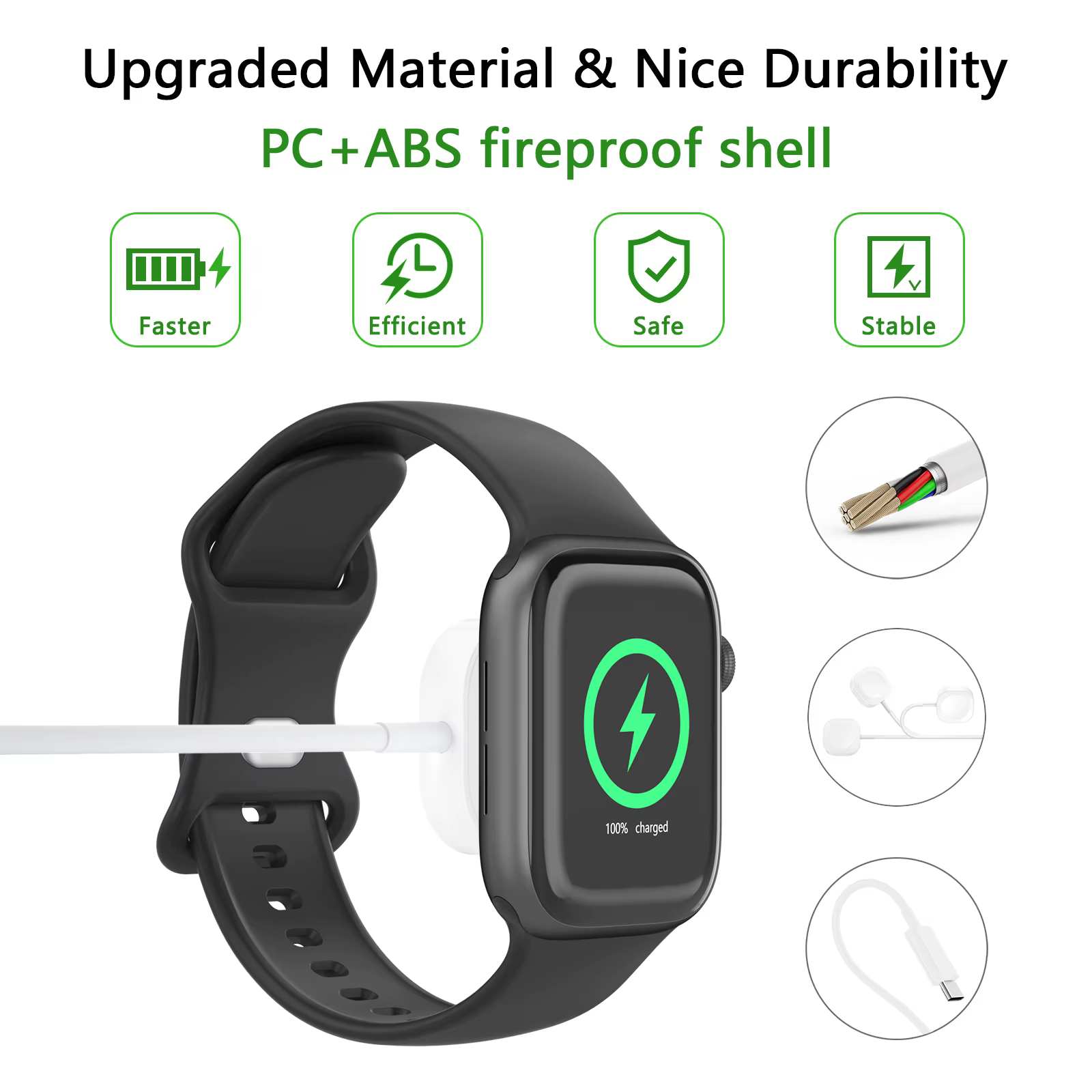 Chargeur sans fil magnétique USB Type C pour iWatch 8/7/6/5/SE