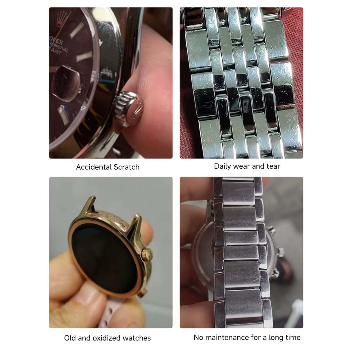 Dissolvant de rayures pour montre en métal