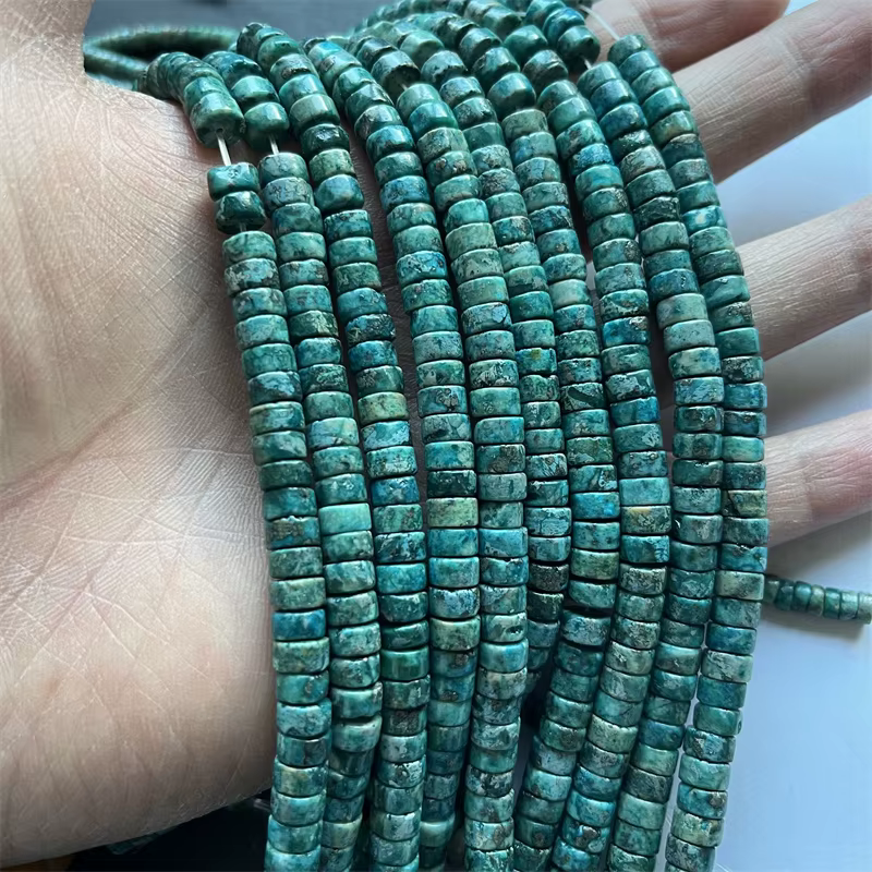 Brut 4/6/8MM Heishi Hubei vert bleu argent Turquoise disque pierres précieuses perles de pierre naturelle pour la fabrication de bijoux à bricoler soi-même collier Bracelet