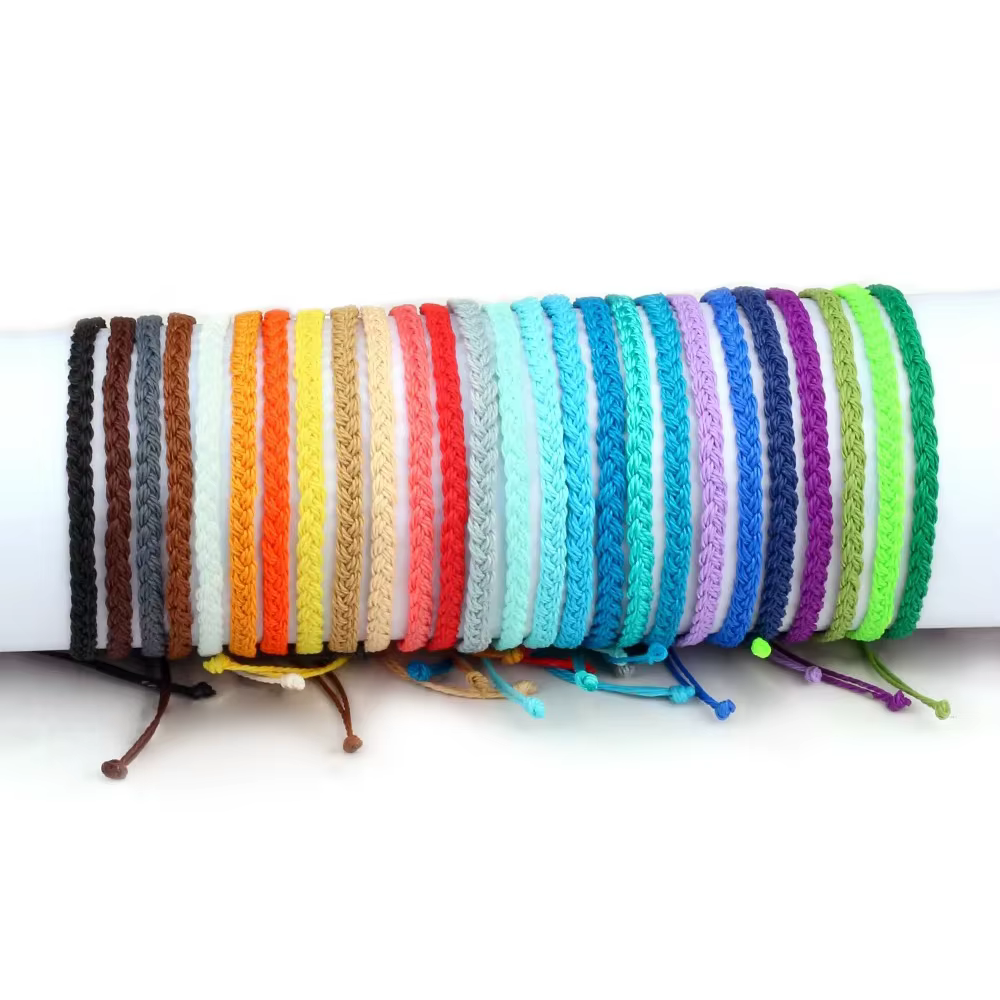 Bracelets en corde de cire tressée à la main pour femmes et hommes