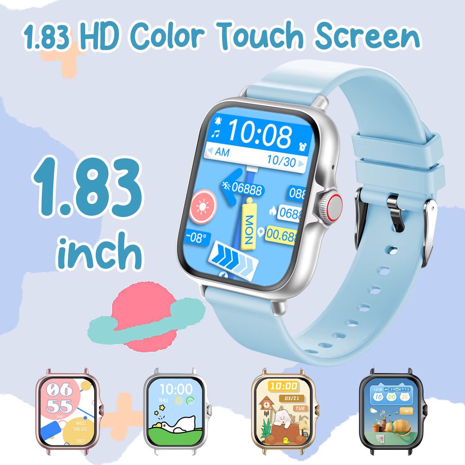 Nouvelle Montre Connectée Enfant 2026 1.83'' HD Appel Bluetooth Partenaire d'Étude Lecteur de Musique Multilingue Mini Jeux Calculatrice Cadeau d'Anniversaire