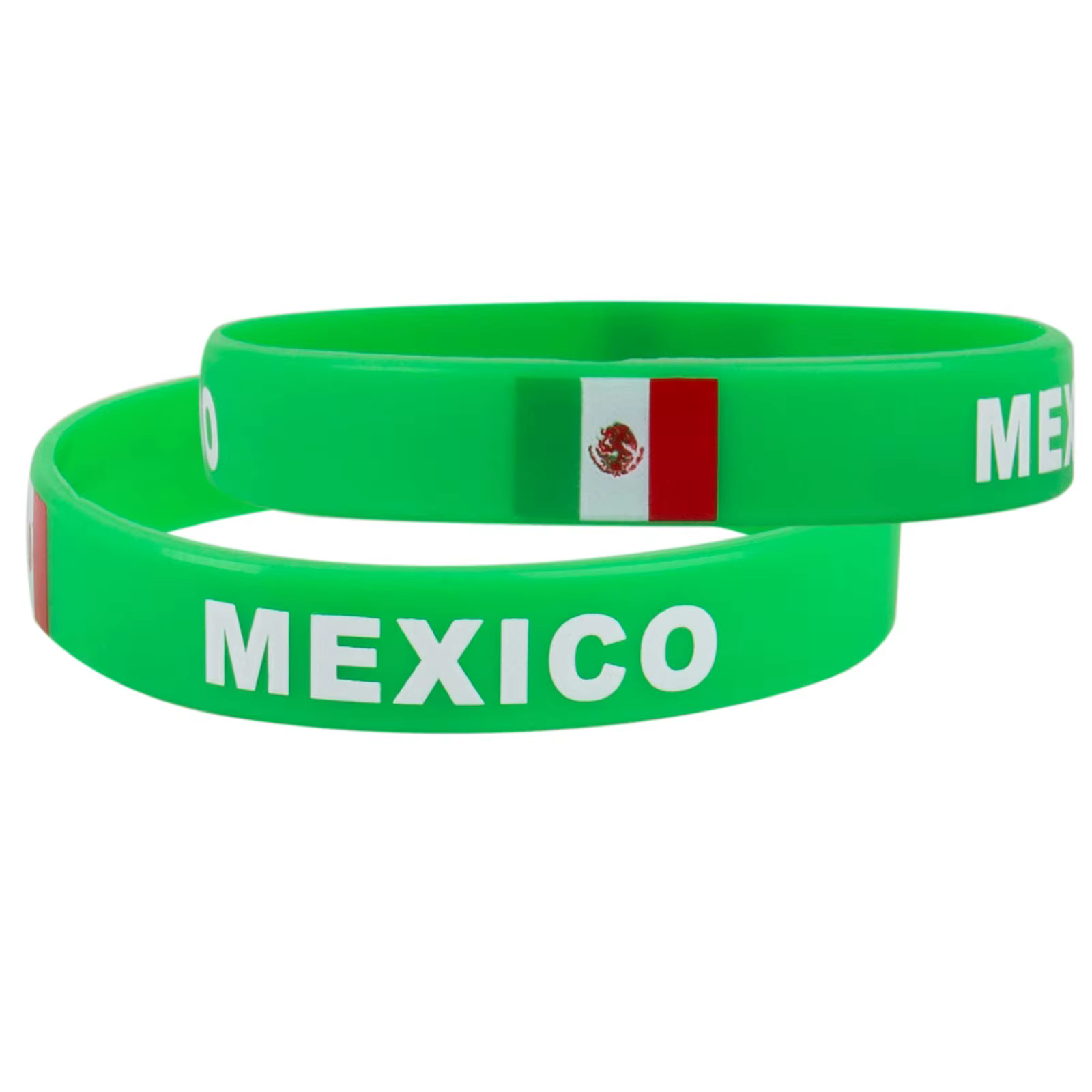2 pièces drapeau du mexique Bracelet en Silicone bracelets de Sport Bracelet de poignet mexicain Bracelet hommes femmes élastique pour accessoires de mode