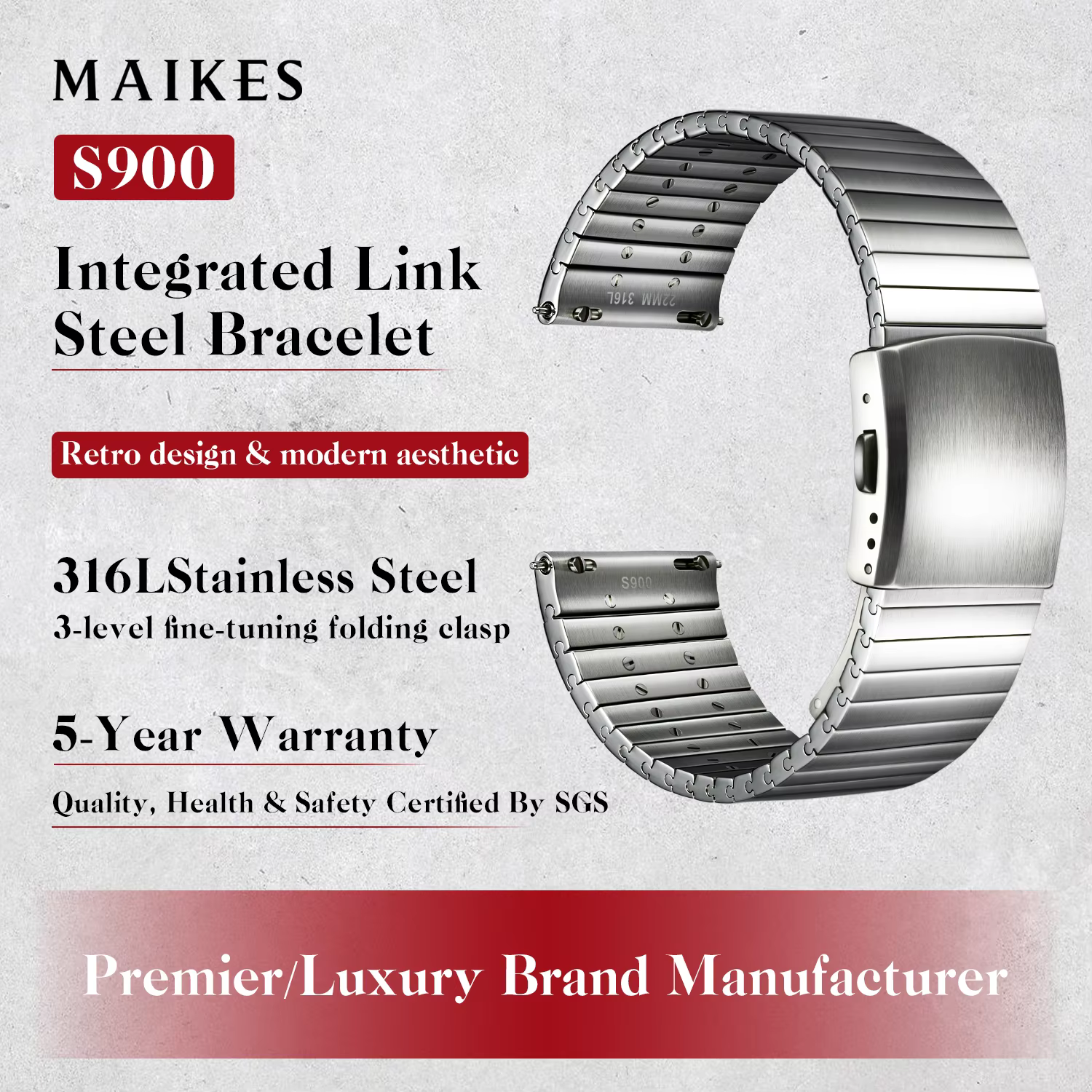 MAIKES – Bracelet de montre à maillons intégrés