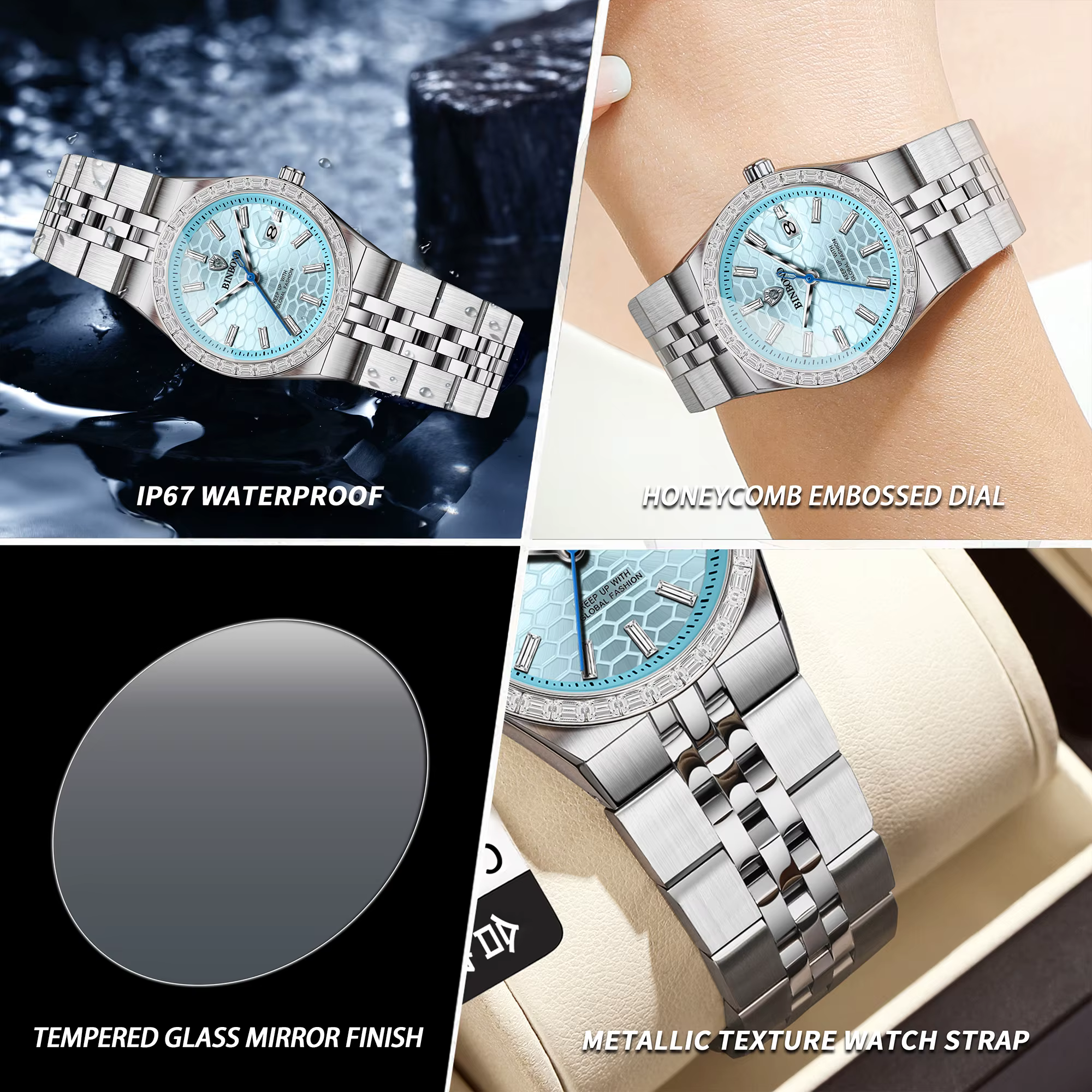 Montres-bracelets à quartz pour femmes BINBOND