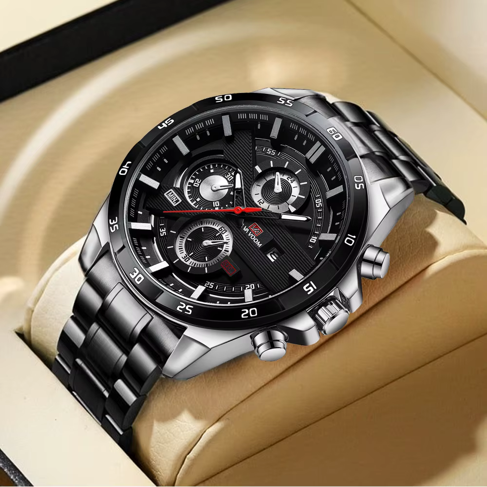 Montre à quartz en cuir pour homme