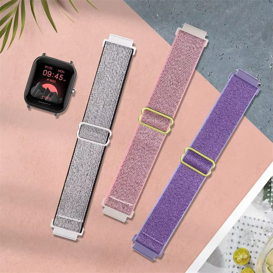 Sangle élastique brillante 20mm/22mm pour Amazfit gts 4-3-2-2e-mini/GTR 4/3 Pro bande