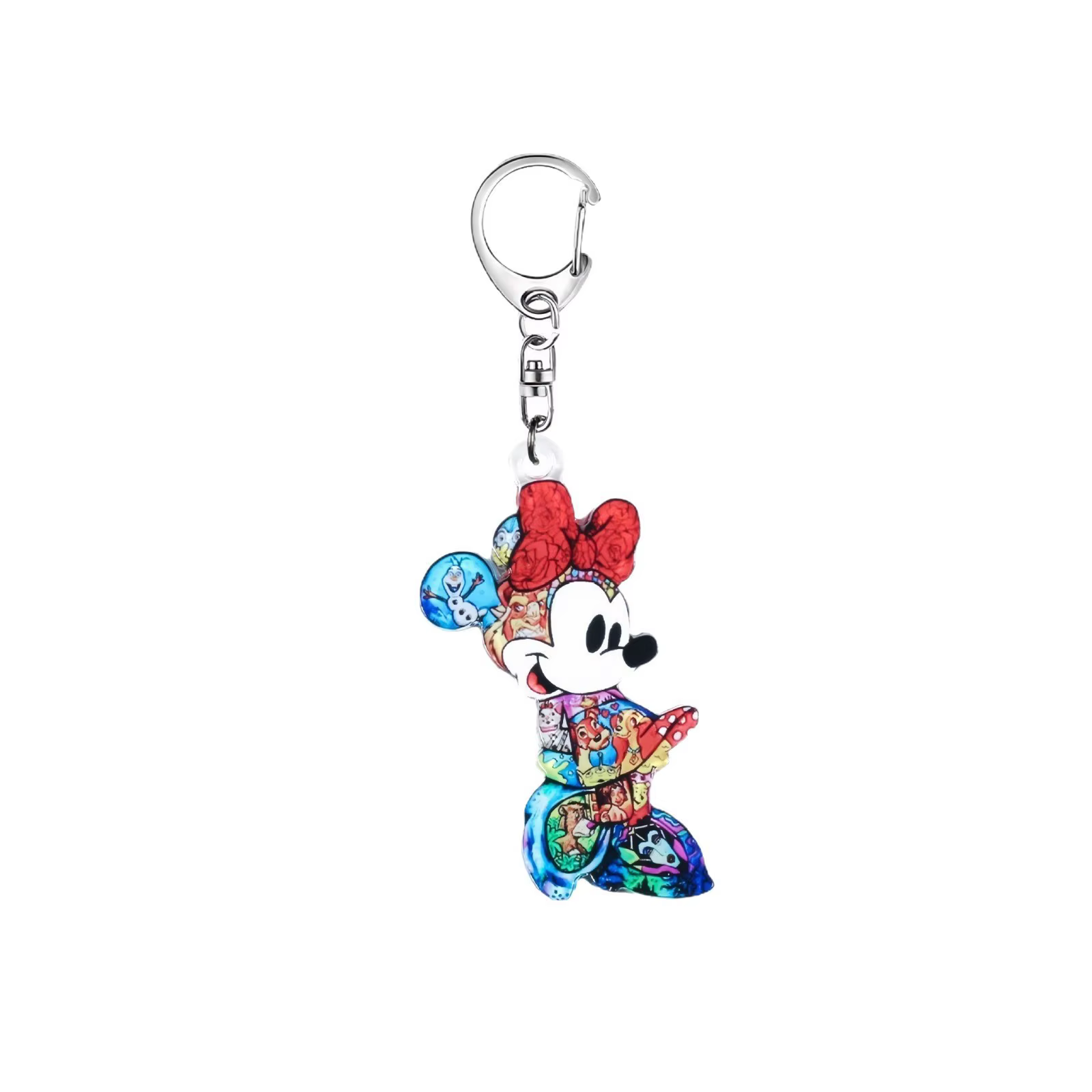 Porte-clés en acrylique mignon Minnie Mouse Mickey, pendentif de sac imprimé Mickey dessin animé, pour femmes et enfants, cadeau