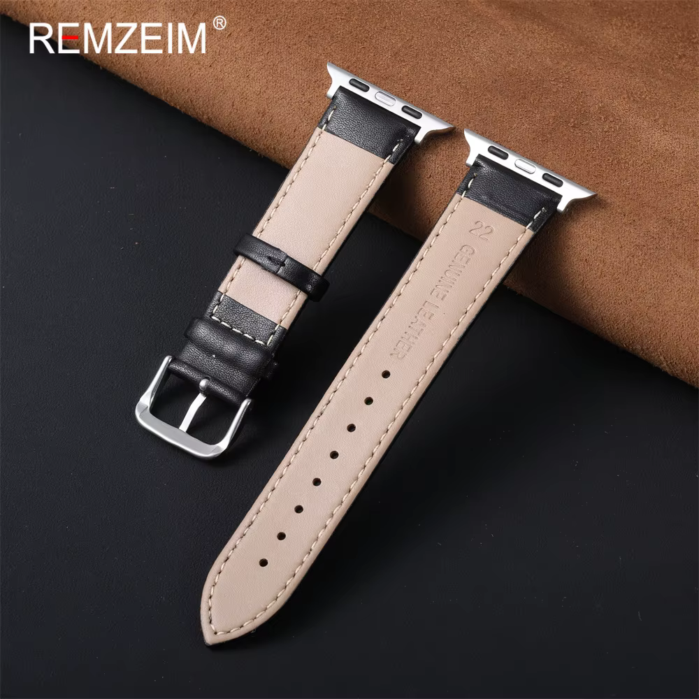 Bracelet en cuir PU pour homme, usage quotidien, pour iWatch 38-49 mm, bracelet de montre unisexe pour Apple Watch Series 1-11 Ultra SE
