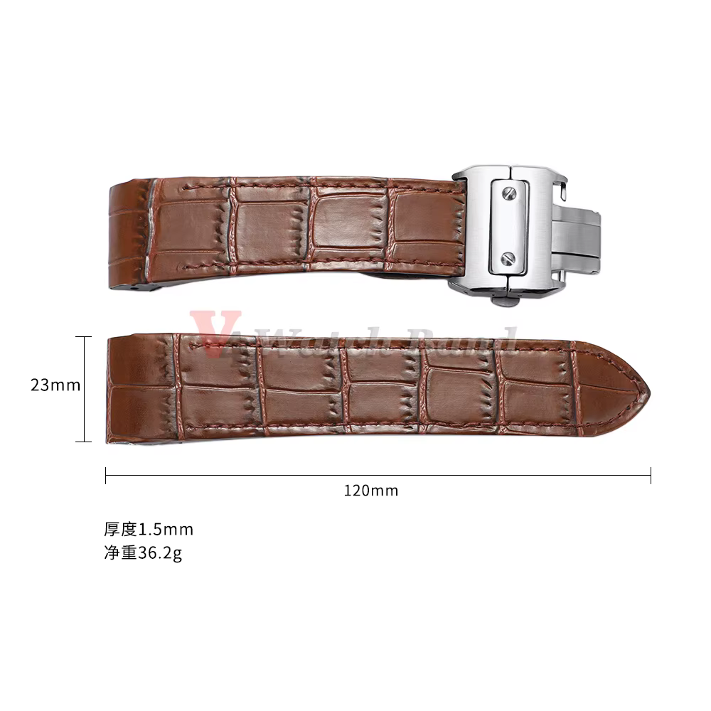 Bracelet de montre en cuir de veau véritable pour Cartier Santos 20 mm 23 mm