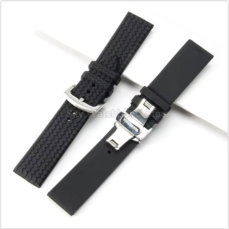 Bracelet de montre en Silicone noir pour Chopard Mille Miglia, 168511 168997, Interface droite souple et résistante à la sueur, accessoires de montre Premium