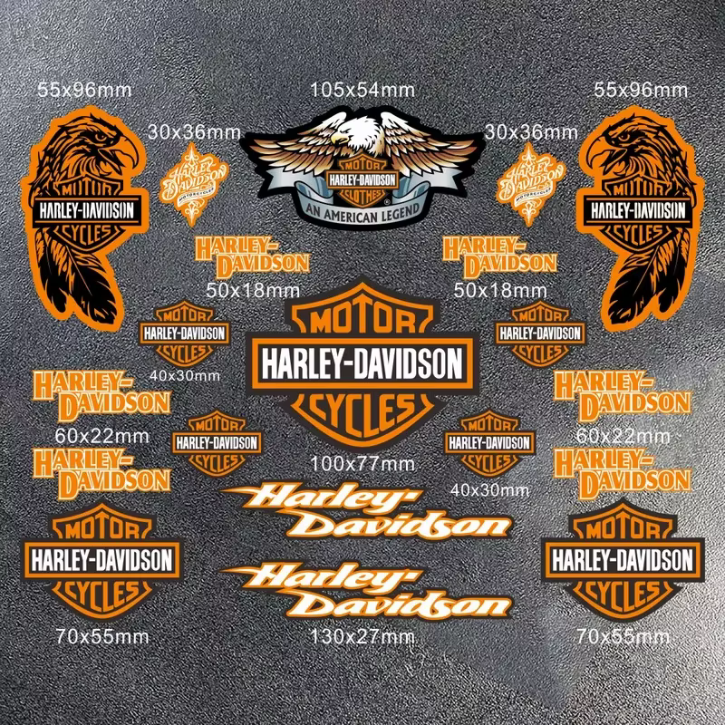 Ensemble d'autocollants emblèmes Harley Davidson - Lettres adhésives réfléchissantes pour la décoration DIY de moto et de casque