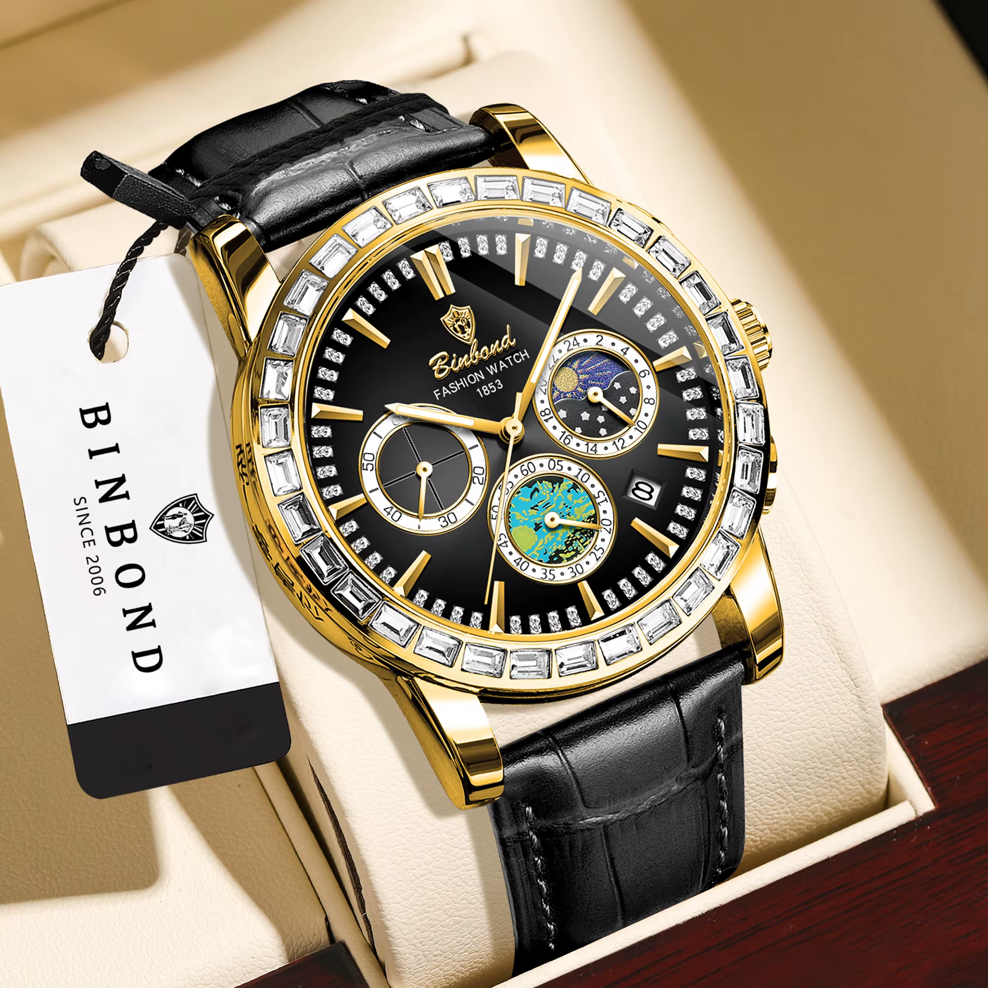 Montres à quartz chronographe BINBOND pour hommes